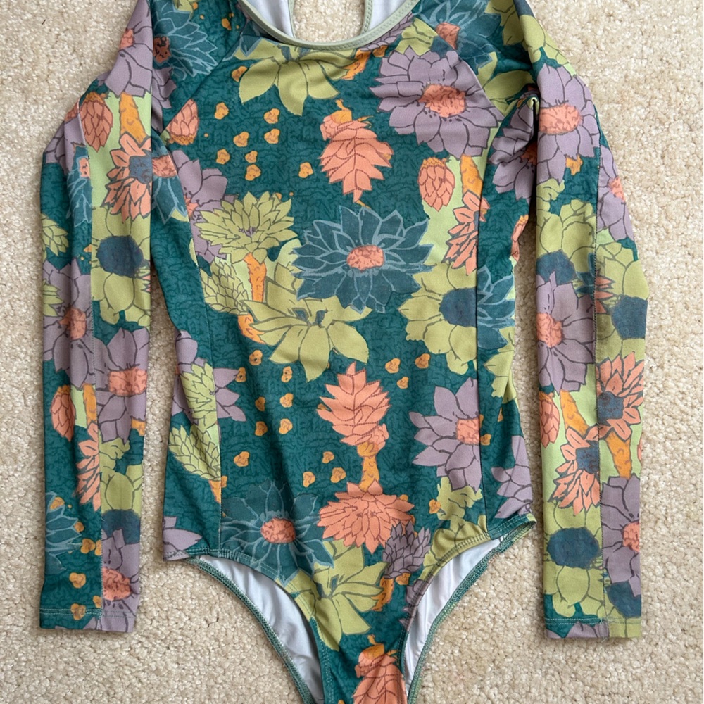 Seea Girls long sleeved floral Swimsuit - Green, Orange, Purple
